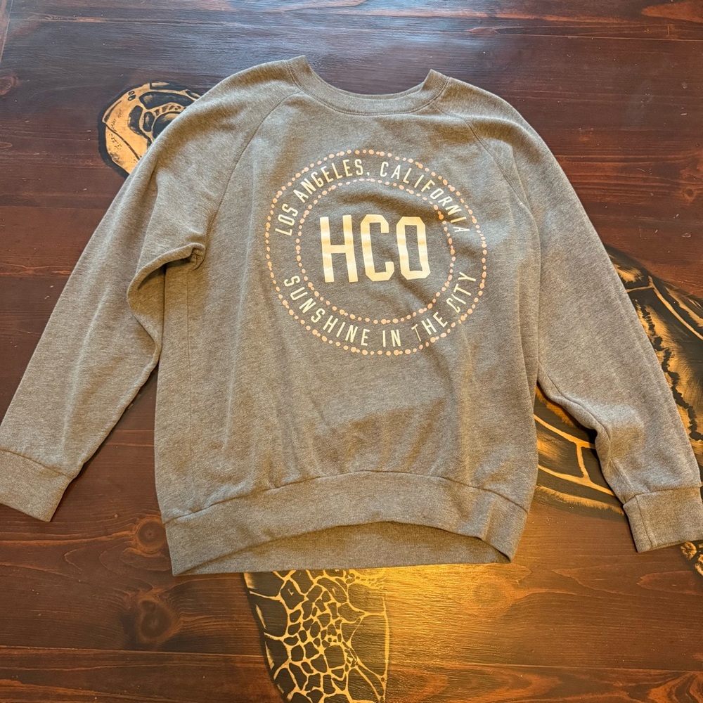 Hollister Gray and Pink Crewneck Sweater